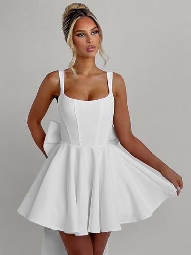 Spaghetti Straps Satin Homecoming Dresses with Bow Short Prom Dresses A Line Cocktail Party Gowns2