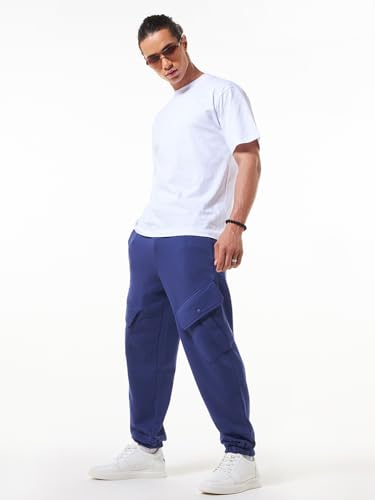 Image of Bewakoof Men's Fleece Super Loose Fit Joggers|Bewakoof Heavy Duty 1.0 | Track pants for man | Lower for man | Trouser for men | Baggy trackpants for men | Multipurpose | Mens Lower Activewear | Utility Pockets | Lightweight & Flexible Elastic Waist | Casual Joggers | Loose Fit