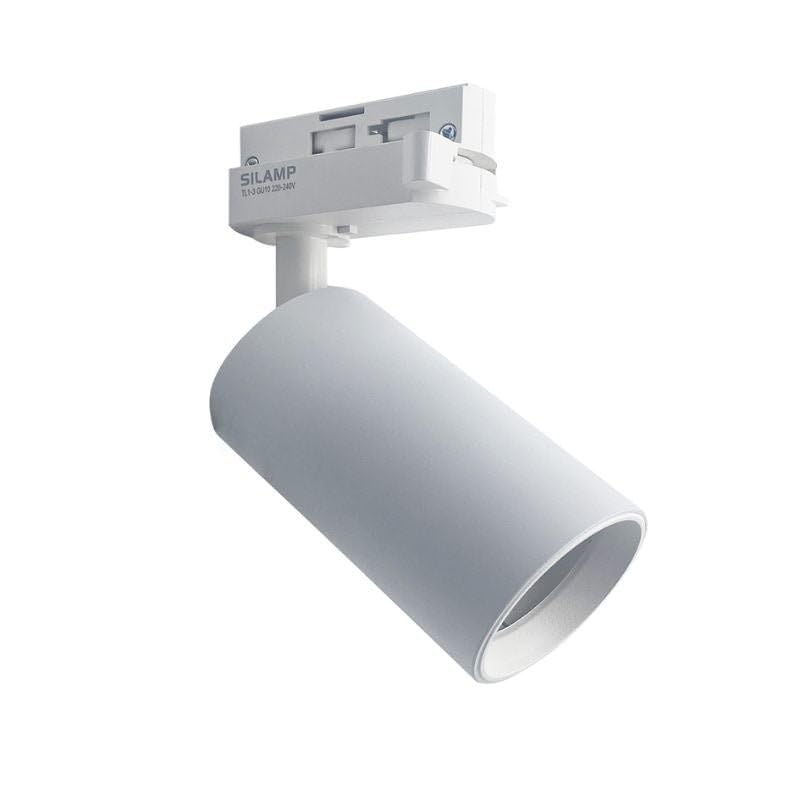 Spot LED sur rail 80° Monophasé BLANC pour ampoule GU10 - Pack de 5 - SILAMP