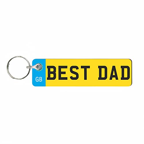 Pixie's Gifts Custom Personalised Keychain - Mini Number Plate Key Ring - Name Plate Keychain - Just Passed Milestones (BEST DAD)