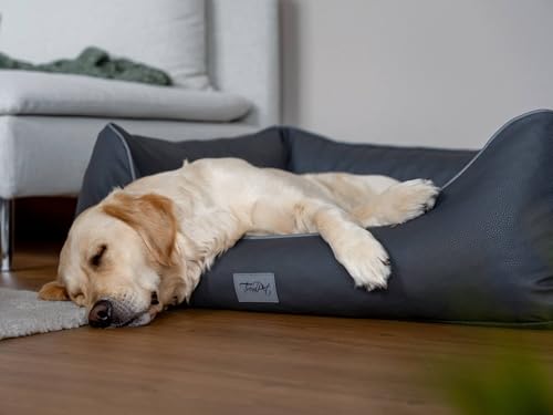 TrendPet Runa, Orthopädisches Kunstlederbett für Hunde, modisch in Kupfer und Grau (Grau, 100x75x30 cm)