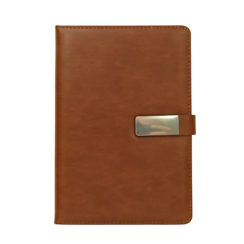 Image of A5 Leather Diary for Men & Women | Premium Notebook with 192 Ruled Pages | Magnetic Closure Office Diary, Planner, Personal Journal & Writing Notebook (Tan)