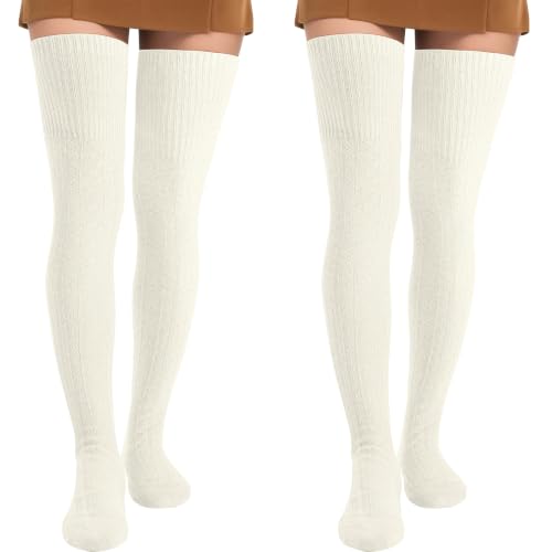 Image of Pleneal Thigh High Socks Womens Over Knee High Boot Socks Knit Leg Warmers