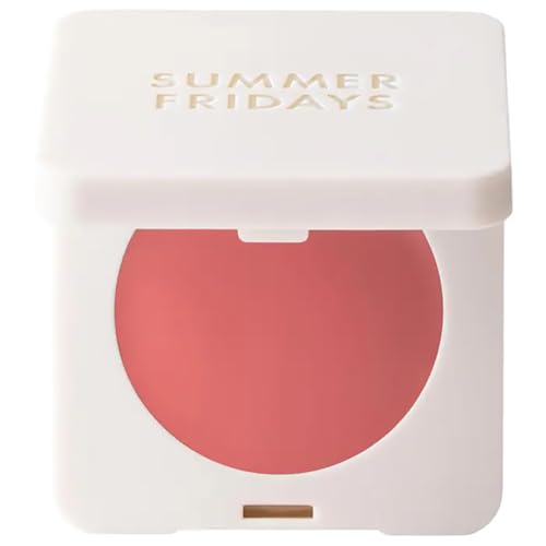 Summer Fridays Blush Butter Balm - Skincare-Infused Hydrating Cream Blush with Hyaluronic Acid, Ceramides, & Shea Butter for a Dewy Flush of Color - Cheek and Lip Tint - Soft Strawberry (0.14 Oz)