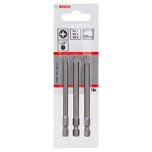 Bosch Accessories Professional 3tlg. Schrauberbit-Set Extra Hart für Pozidriv-Kreuzschlitzschrauben (Länge: 89 mm) – Ansicht 2