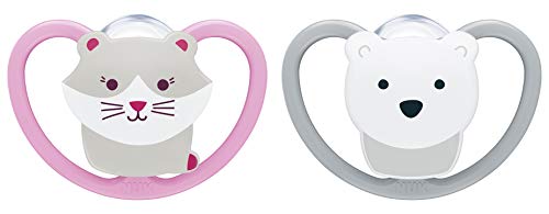 Nuk Space - Chupete de silicona (18-36 meses), diseño de gato y oso...