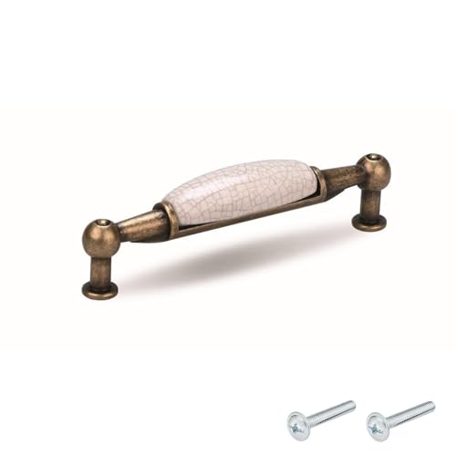 cyclingcolors 1x Poignée de meuble vintage zamak finition nickel porcelaine céramique entraxe 96 mm tiroir armoire avec vis