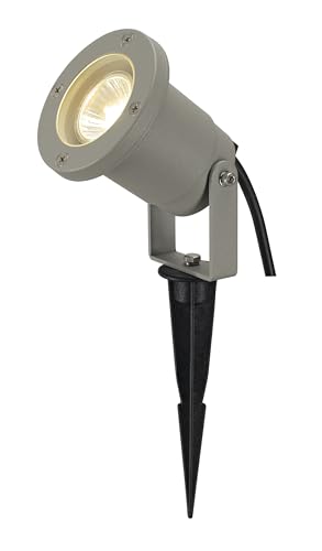 SLV NAUTILUS | Außenlampe für die Beleuchtung von Garten Terrasse Pflanzen Wegen Teich Aussen-Leuchte Außen-Strahler | IP65 GU10 mit Stecker mit Erdspieß Grau