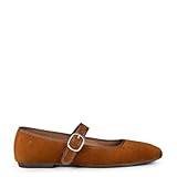 Mod. Clara - Zapatos Planos cómodos Pulsera Piel Camel, EU 41