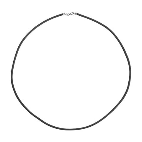 Silver & Black Rubber Necklace - 2mm Cover