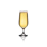 Burns Glass Footed Beer Glass Set - Flute Shape, 6PCS Thick Beer Glasses for Ale, Pilsner, and Craft Beer, Pina Coladas, Cocktail Drinks (8.75 OZ)