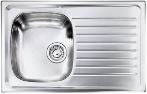 Lavello da incasso Cm 79x50 cm, acciaio inox, 1 vasca a sinistra e gocciolatoio a detsra.