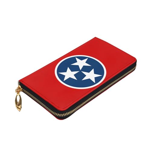 Tennessee State Flag Leather Long Wallet, 12 Credit Card Slots, 3 Cash Slots, Coin Compartment, Unisex3