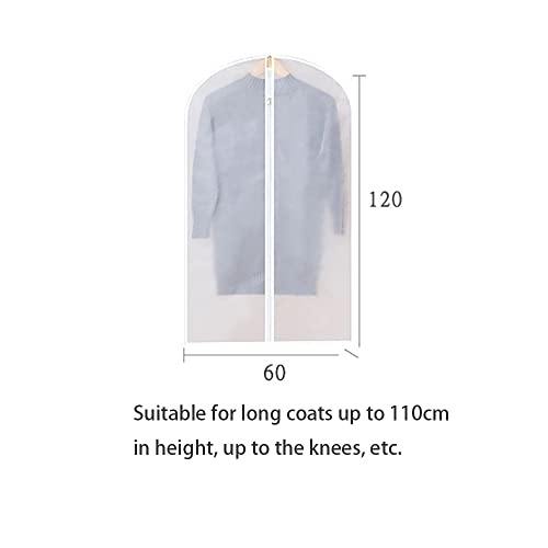 Garment Covers Dustproof Clothes Covers Moth Proof Coat Bag with Zip PEVA Translucent Dress Cover Waterproof Anti-mite Breathable Suit Protector 5pcs (60x120cm) - Image 2