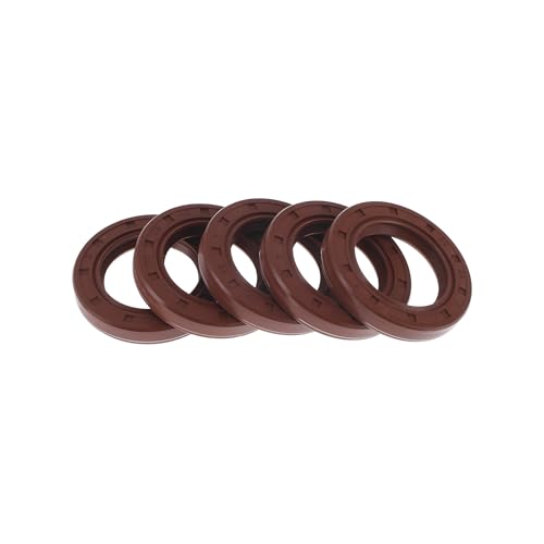 HEROFFIX Universal Oil Seal TC Double Lip W Steel Spring Seal Ring Rotary Shaft Seal 29x45x7mm High Pressure FKM Rubber Brown 5 Pcs