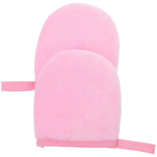 ELAYARD Guantes de Felpa para Aplicar Loción y Aceite Bronceador Guantes Autobronceadores 2 Piezas Color Rosa para Masaje Corporal y Aplicación Rápida de Crema Solar
