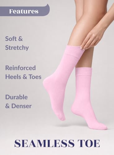 Image of Hugh Ugoli Women's Thin Soft Rayon Derived from Bamboo Crew Socks for Dress, Trouser, Seamless Toe & Non-Binding, 5-8 /9-11