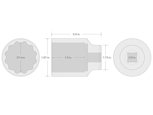 Image of TEKTON 1 /2 Inch Drive x 37 mm Deep 12-Point Socket | SHD23337