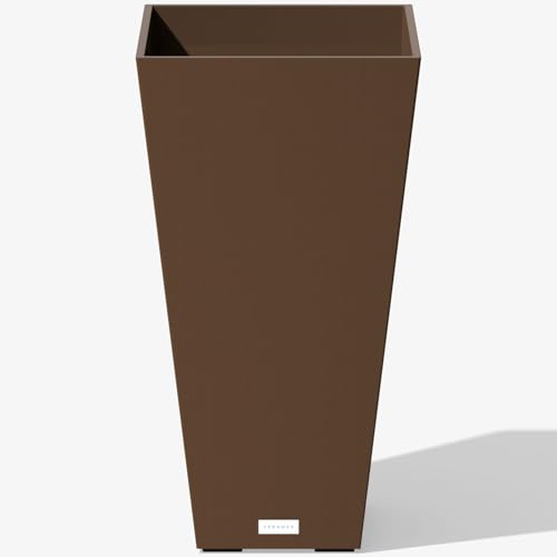 Image of Veradek Pure Series Taper Planter - Tall Tapered Outdoor Planter with Shelf