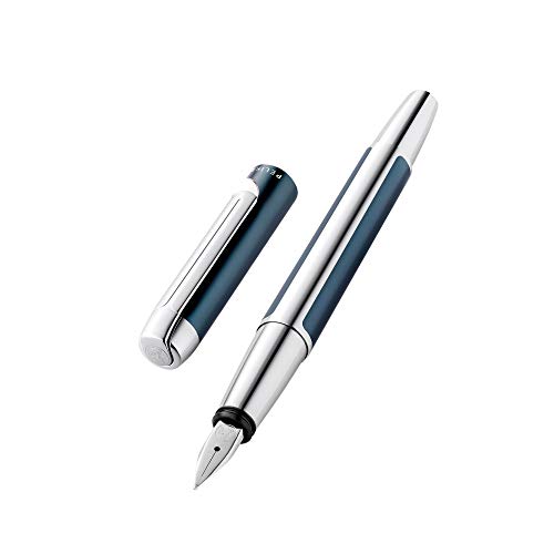 Pelikan Pura 817165 Pluma estilográfica, plumín M, incluye cartucho de tinta Edelstein Ink Sapphire, color petróleo, 1 unidad