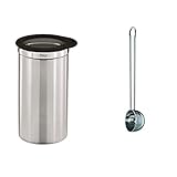 RÖSLE Kaffeedose mit Frischhaltedeckel, Edelstahl 18/10, 10 cm & Kaffeemaß, Hochwertiger Kaffeelöffel zum einfachen Dosieren von Kaffeepulver, Edelstahl 18/10, 17 x 3.7 x 2.7 cm, Silber