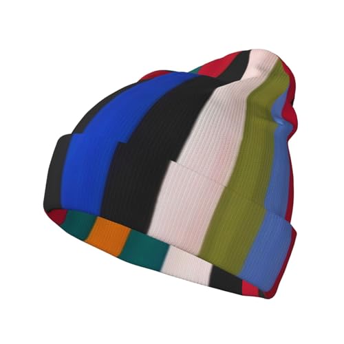 Chapeau tricoté anti-froid adulte noir rayures camping escalade
