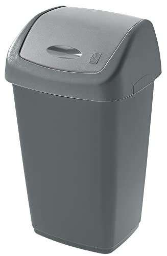 Tarrington House Cubo de basura rectangular con tapa basculante, antracita, 50 L Cover