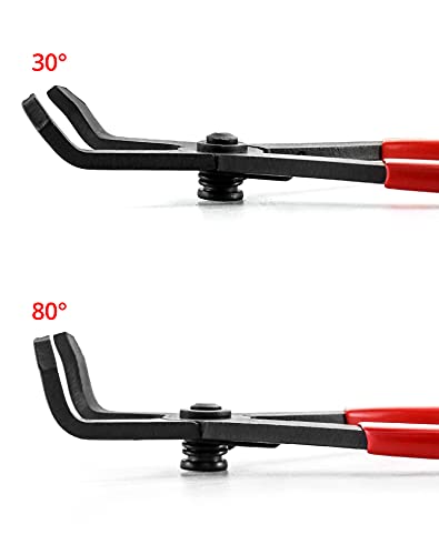 Qwork Angled Push Pin Pliers Set, 30 And 80 Degree Angled Pliers Fastener Remover Tool Rivet Puller,2 Pcs #TOP3