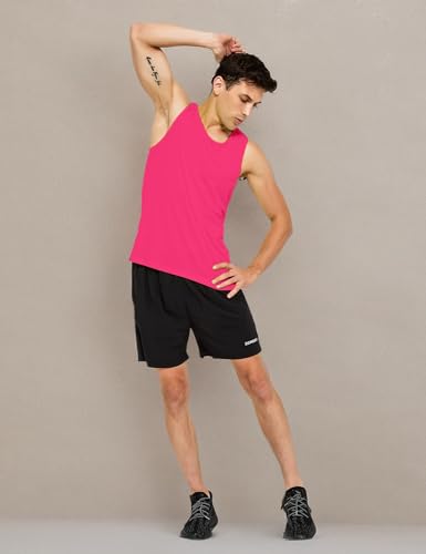 Image of DEMOZU Men's Neon Running Athletic Workout Tank Top Quick Dry Swim Beach Pool Gym Tank Top Sleeveless Muscle Shirts