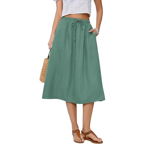 Image of Witsmile Women's Summer Pleated High Waisted Casual Flowy Skirt Pockets