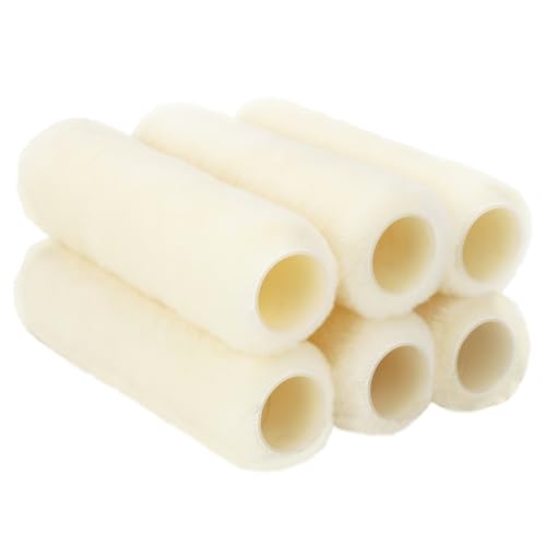 PinStone 6 Pack 9" x 3/4" Nap Professional Lambswool Paint Roller Covers, Shed-Resistant 100% Natural Lambs Wool, Premium Lambswool Roller for Semi-Rough to Rough Surfaces, All Paints and Stains