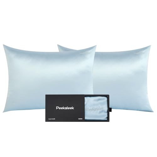 PEEKSLEEK 100% Mulberry Silk Pillowcases with Zipper– Luxurious, ...