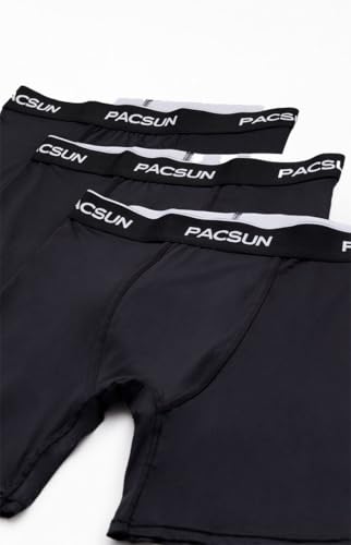 PacSun Men's 3 Pack Black Solid Boxer Briefs2