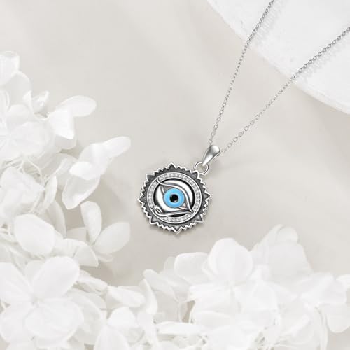 Evil Eye Necklace 925 Sterling Silver Evil Eye Pendant Necklace Greek Protection Jewelry Gifts Lucky Necklace for Women Men - Image 4