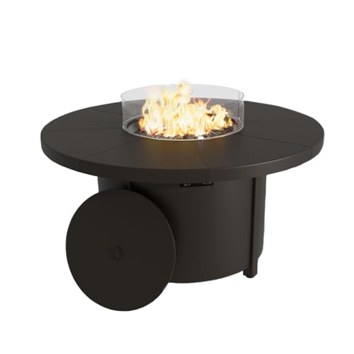 Trumbeak 48" Round Propane Fire Pit,Steel Tabletop Fire Pit w