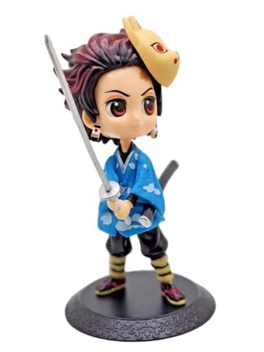 Image of Anime Cartoon Character Q Posket Action Figure | Limited Edition | Attractive Lightweight Durable Toy Figures for Home Decors Office Desk and Study Table (TANJIRO with Mask)