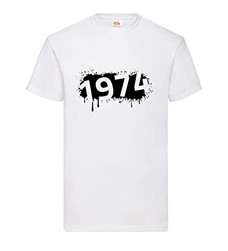 T-shirt 1974 homme blanc grande taille XXXL vêtement vintage en coton stretch décontracté