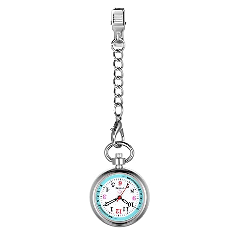 Avaner Clip on Hanging Lapel Watch, Nurse Fob Watch, Analog Quartz Pocket Watch with Pulsometer Scale and Luminous Hand