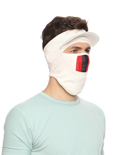 Image of Gajraj Unisex Cotton Anti Pollution Dust Sun Protecion Full Face Cover Mask with Air Filter Mesh and Visor (Skin)