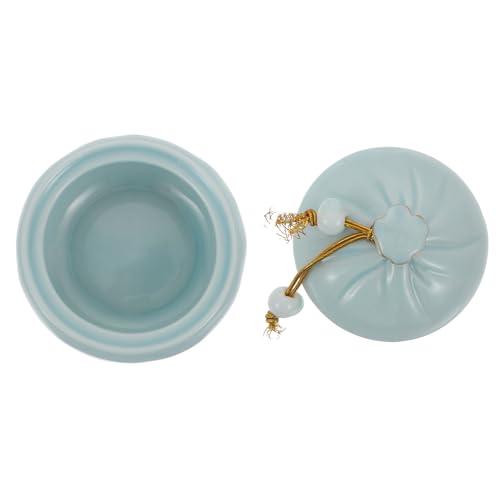 CALLARON Recipiente de Cerámica Azul Elaborado para Almacenar Alimentos y Ungüentos con Tapa Hermética, Adecuado para Uso en Cocina y Adorno de Escritorio Familiar