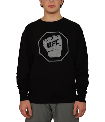 UFC Mens Distressed Fist Inside Logo Sweatshirt, Black, Large