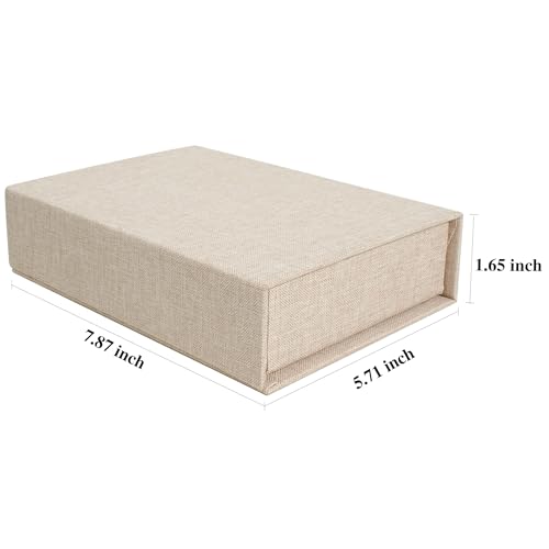 Hiwhy Photo Storage Box 5x7, Linen Photo Box, Memory Box Perfect to Store Your Photo, Pictures, Certificates, Scrapbooking Supplies, Keepsakes and Jewelry Beige