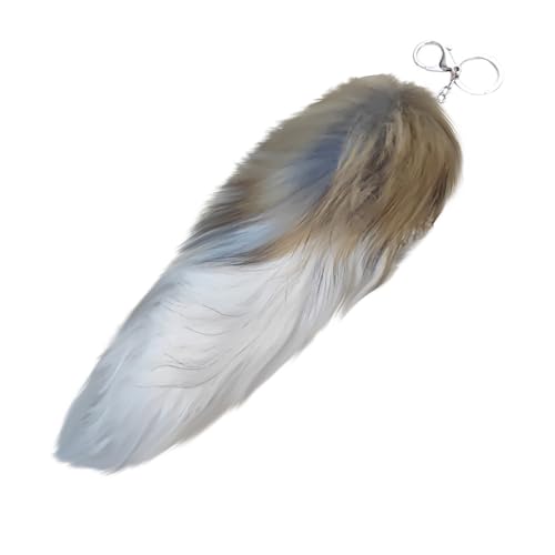 Fuchsschwanz Anhänger Therian Tail Fuchsschwanz Anhänger Fell Schwanz Keychain 3D-Schlüsselanhänger mit Extra Schlüsselring Tasche Zusätze Auto Schlüsselketten (G Einheitsgröße)