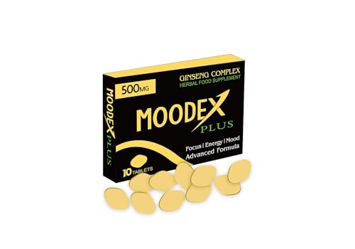 MOODEX Plus 500MG | Stronger | Longer | Harder | Performance | Extra Strength Enhancing Pills, Stamina Endurance Booster Supplement Pills for Men | 10 Ginseng Powerful LIBIDO Booster Tablets for Men