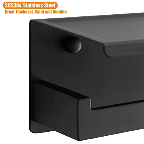 Hitslam Matte Black Toilet Paper Holder, Stick On Toilet Paper Roll Holder With Shelf, Self Adhesive Modern Toilet Paper Holder Or Wall-Mount With Screws For Bathroom,Washroom thumb #4