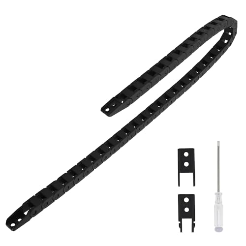 LMioEtool R18 7mm x 7mm(Inner H x Inner W) Black Plastic Cable Wire Carrier Drag Chain 1M Length for CNC, with End Connectors - Bridge Type (Non-openable)
