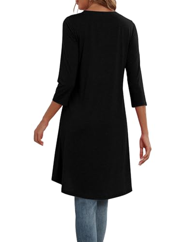 Naggoo Women's 3/4 Sleeve T-Shirts Crew Neck Buttons High Low Loose Casual Long Tunic Tops Blouses S-3XL2