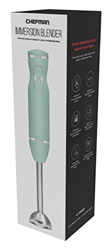 Chefman Immersion Stick Hand Blender With Stainless Steel Blades, Powerful Electric Ice Crushing 2-Speed Control Handheld Food Mixer, Purees, Smoothies, Shakes, Sauces & Soups, Sage #TOP7