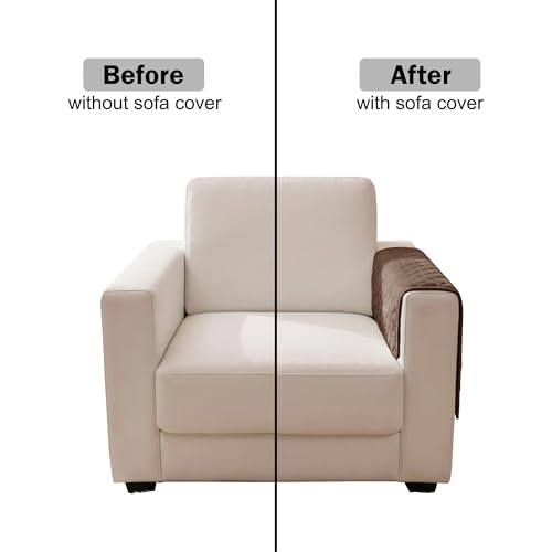 Image of Story@Home Premium Quilted Sofa Armrest Covers | Anti-Slip Armrest Covers for Sofa | 1 Pair - 70(D) x 50(L) cm - Brown