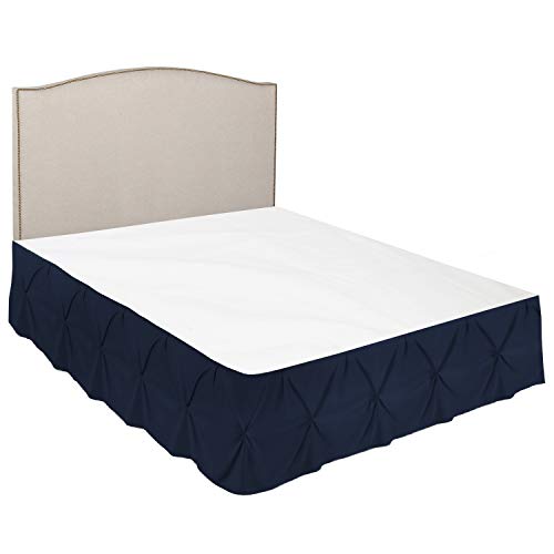 Image of Nestl Navy Blue Bed Skirt Queen Size, Pinch Pleat Queen Bed Skirt, 14 inch Inch Drop Queen Bedskirt, Hotel Quality Navy Blue Bed Skirts Premium Microfiber Bedskirt for Queen Bed, Navy Blue Queen Bed Skirt